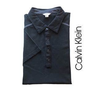 Calvin Klein Slim Fit Polo Shirt Black with Grey ‎ - Size XL